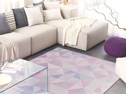 Teppich blau-grau 160 x 230 cm geometrisches Muster Kurzflor KARTEPE