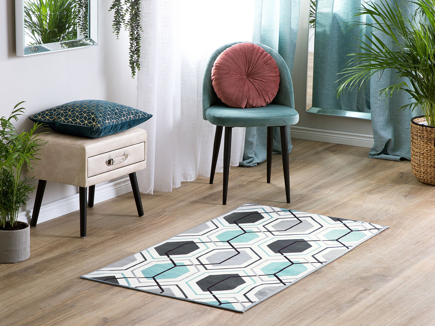 Teppich bunt 80 x 150 cm Kurzflor GIRESUN