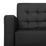 Schlafsofa Kunstleder schwarz linksseitig mit Ottomane ABERDEEN