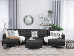 Schlafsofa U-förmig Kunstleder schwarz mit Ottomane ABERDEEN