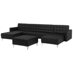 Schlafsofa U-förmig Kunstleder schwarz mit Ottomane ABERDEEN