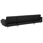 Schlafsofa U-förmig Kunstleder schwarz mit Ottomane ABERDEEN