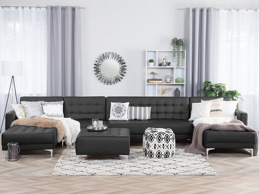 Wohnlandschaft Kunstleder schwarz ABERDEEN