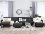 Wohnlandschaft Kunstleder schwarz mit Ottomane ABERDEEN