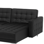 Wohnlandschaft Kunstleder schwarz mit Ottomane ABERDEEN