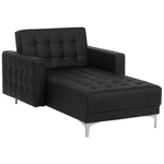Chaiselongue Kunstleder schwarz / silber ABERDEEN