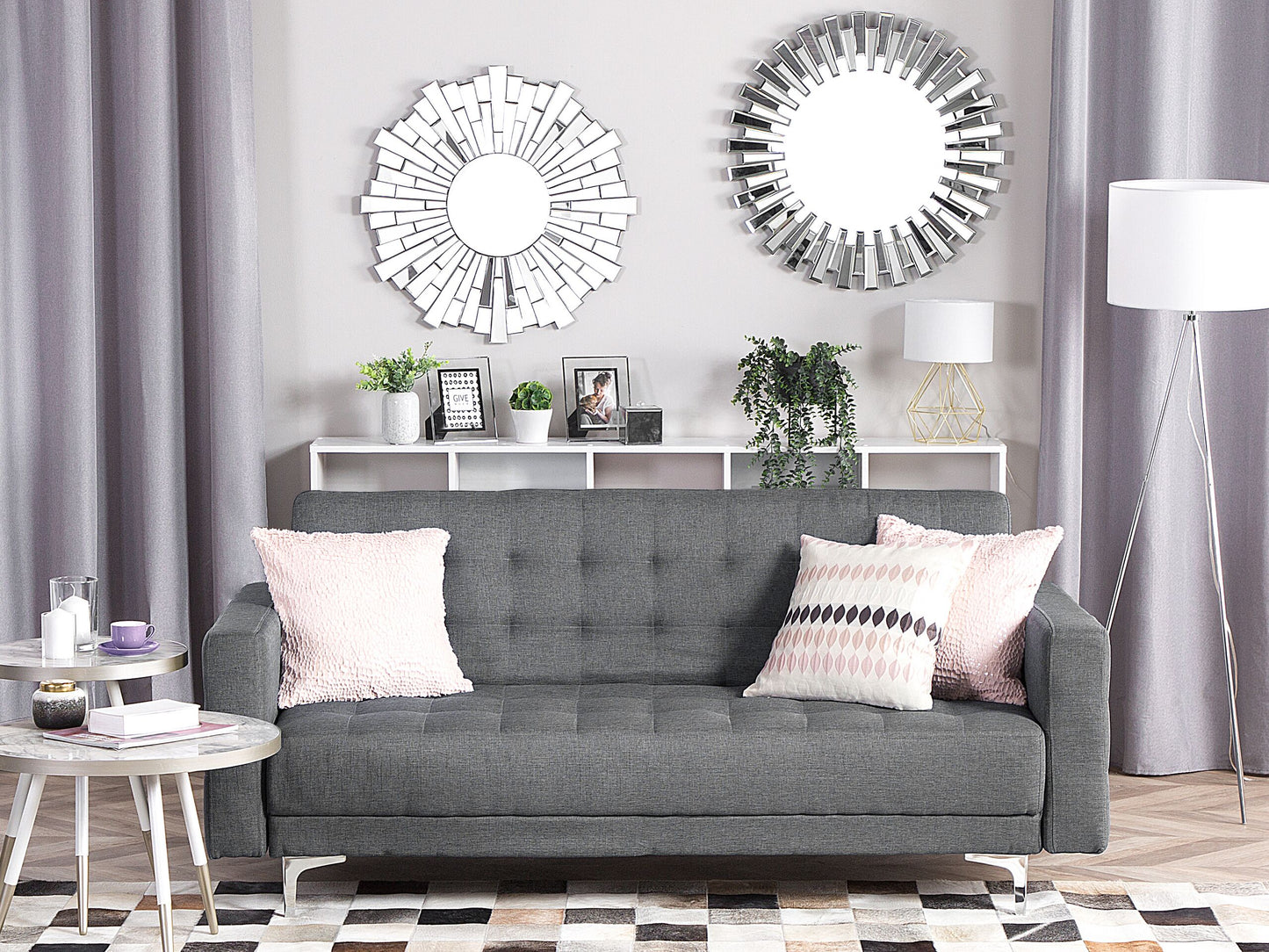 3-Sitzer Schlafsofa hellgrau ABERDEEN