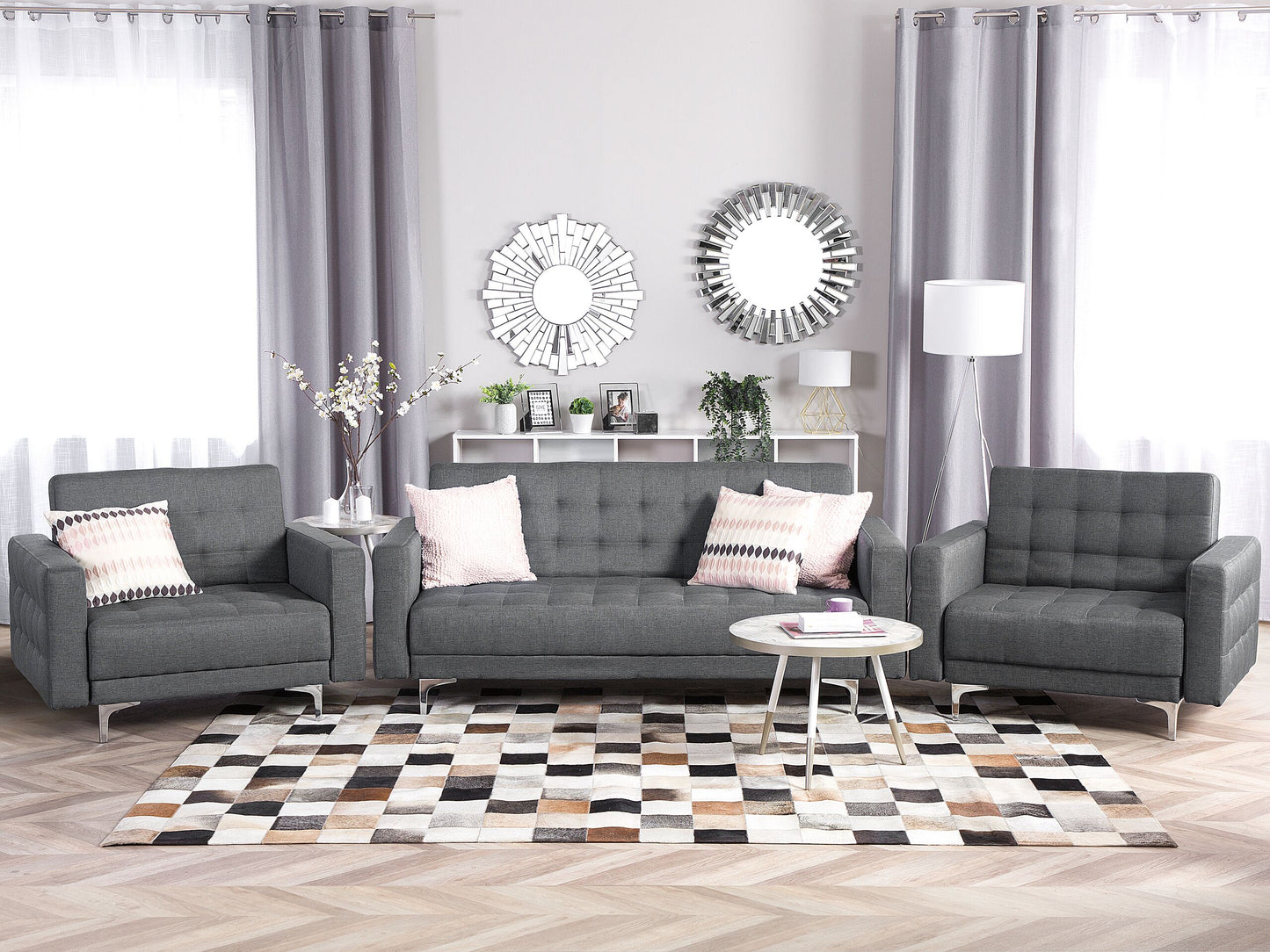 Sofa Set Polsterbezug hellgrau 5-Sitzer ABERDEEN