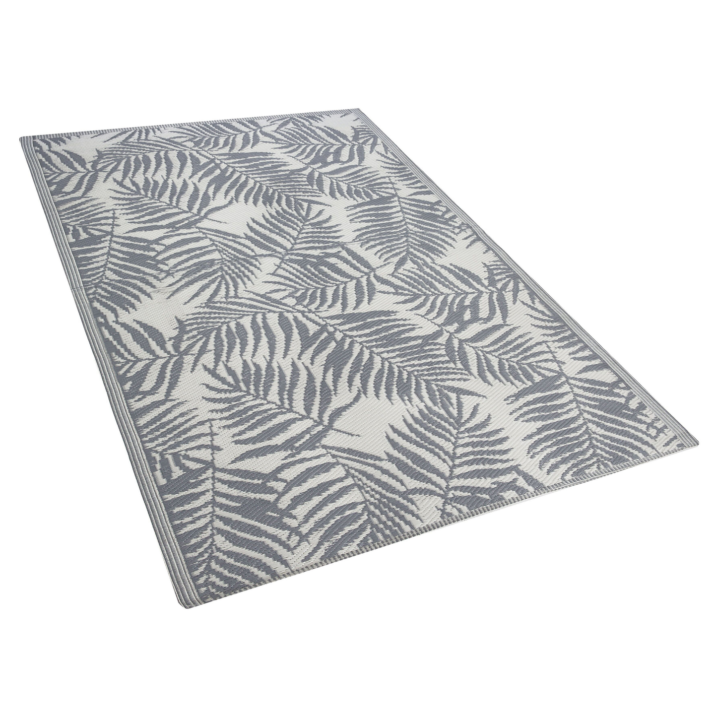 Outdoor Teppich hellgrau 120 x 180 cm Palmenmuster zweiseitig Kurzflor KOTA