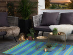 Outdoor Teppich blau 120 x 180 cm Streifenmuster Kurzflor ALWAR