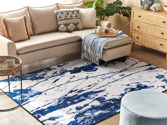 Teppich weiss / blau 160 x 230 cm Kurzflor IZMIT