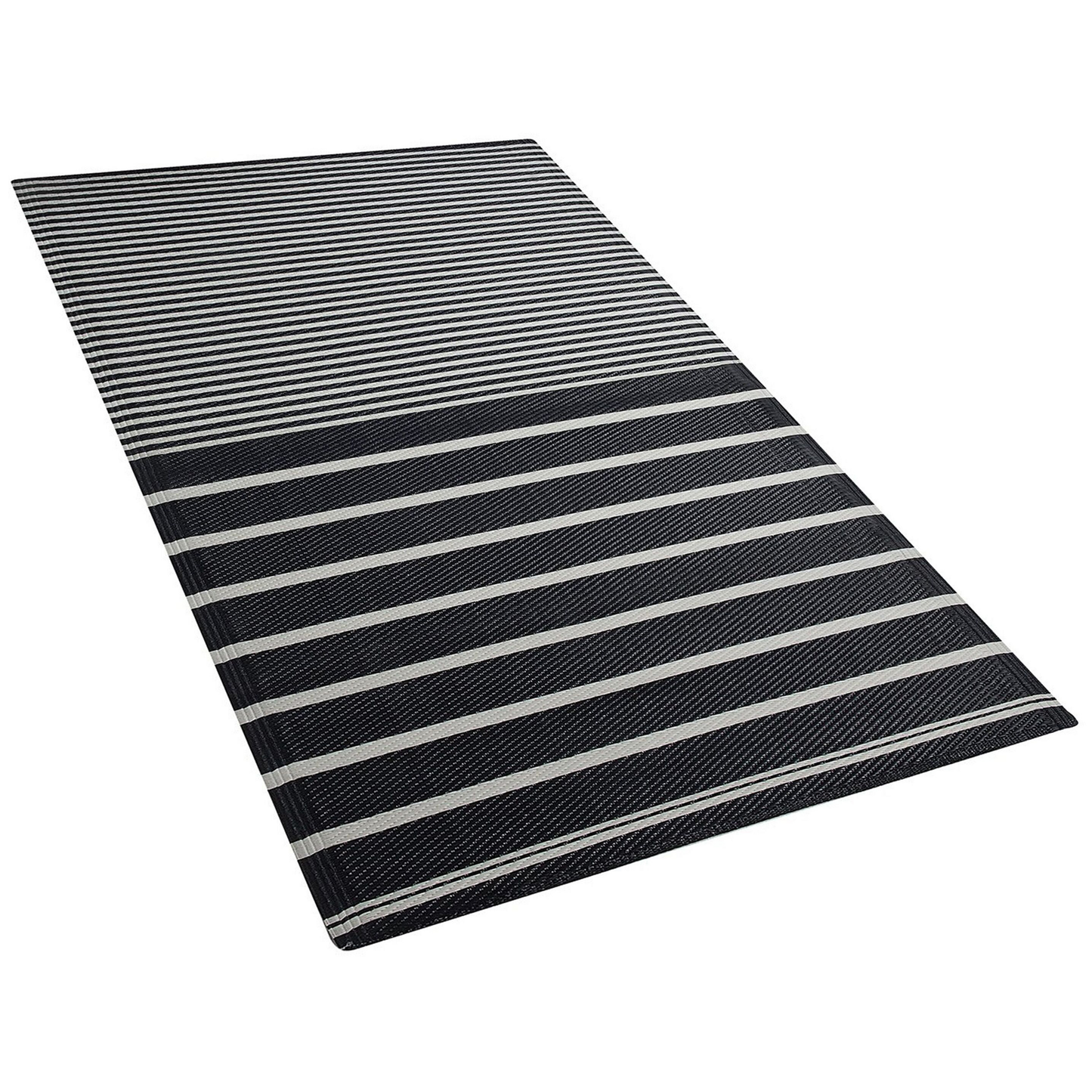 Outdoor Teppich schwarz 90 x 180 cm Streifenmuster HALDIA