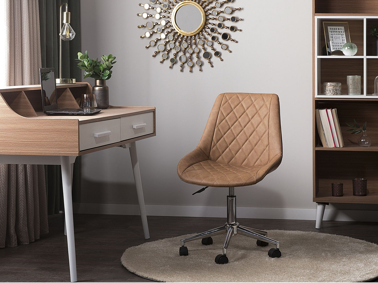 Bürostuhl drehbar MARIBEL Kunstleder Goldbraun