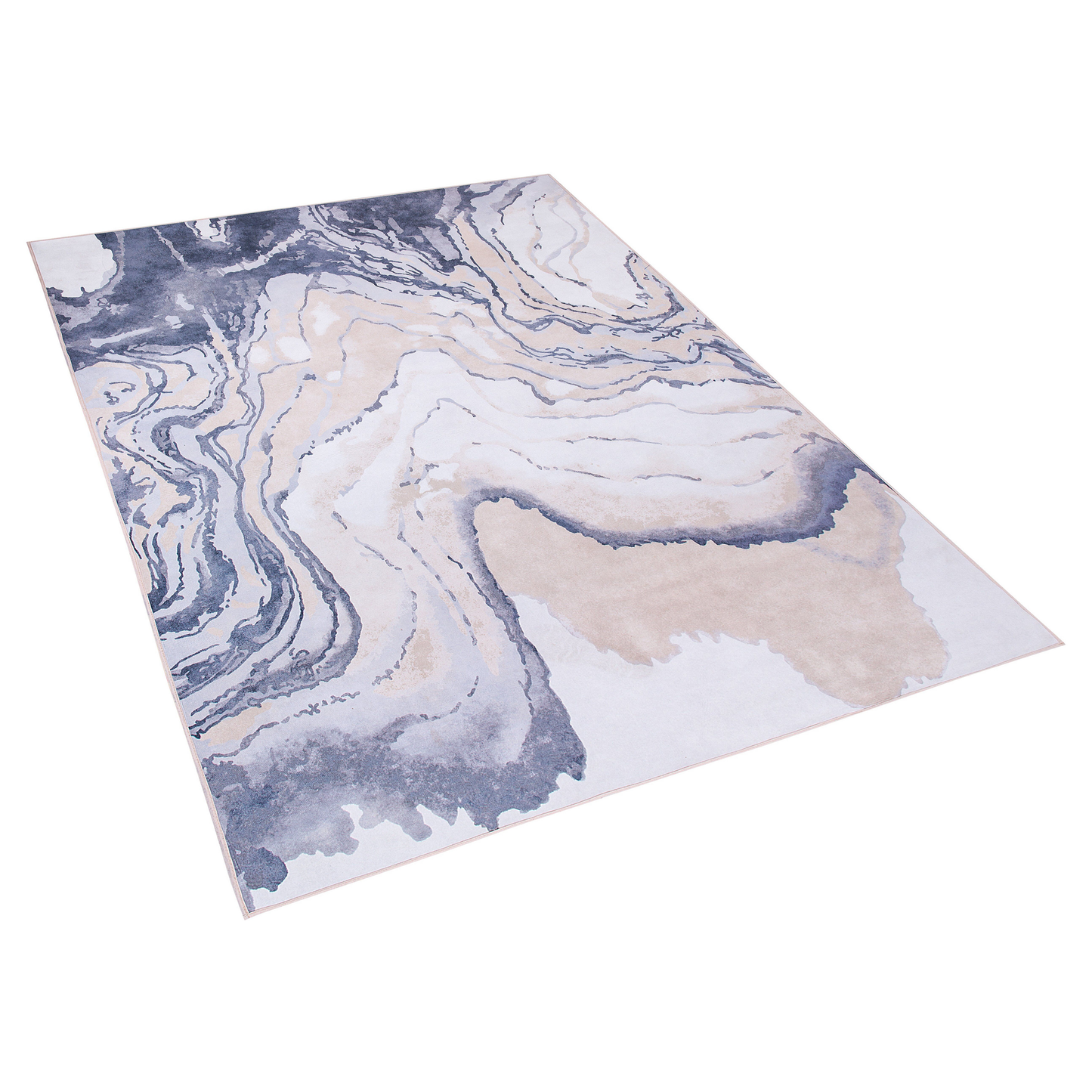 Teppich beige-blau 140 x 200 cm Kurzflor GEBZE