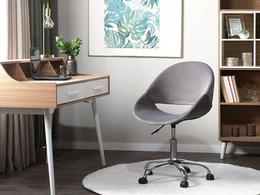 Bürostuhl drehbar SELMA Samtstoff Grau