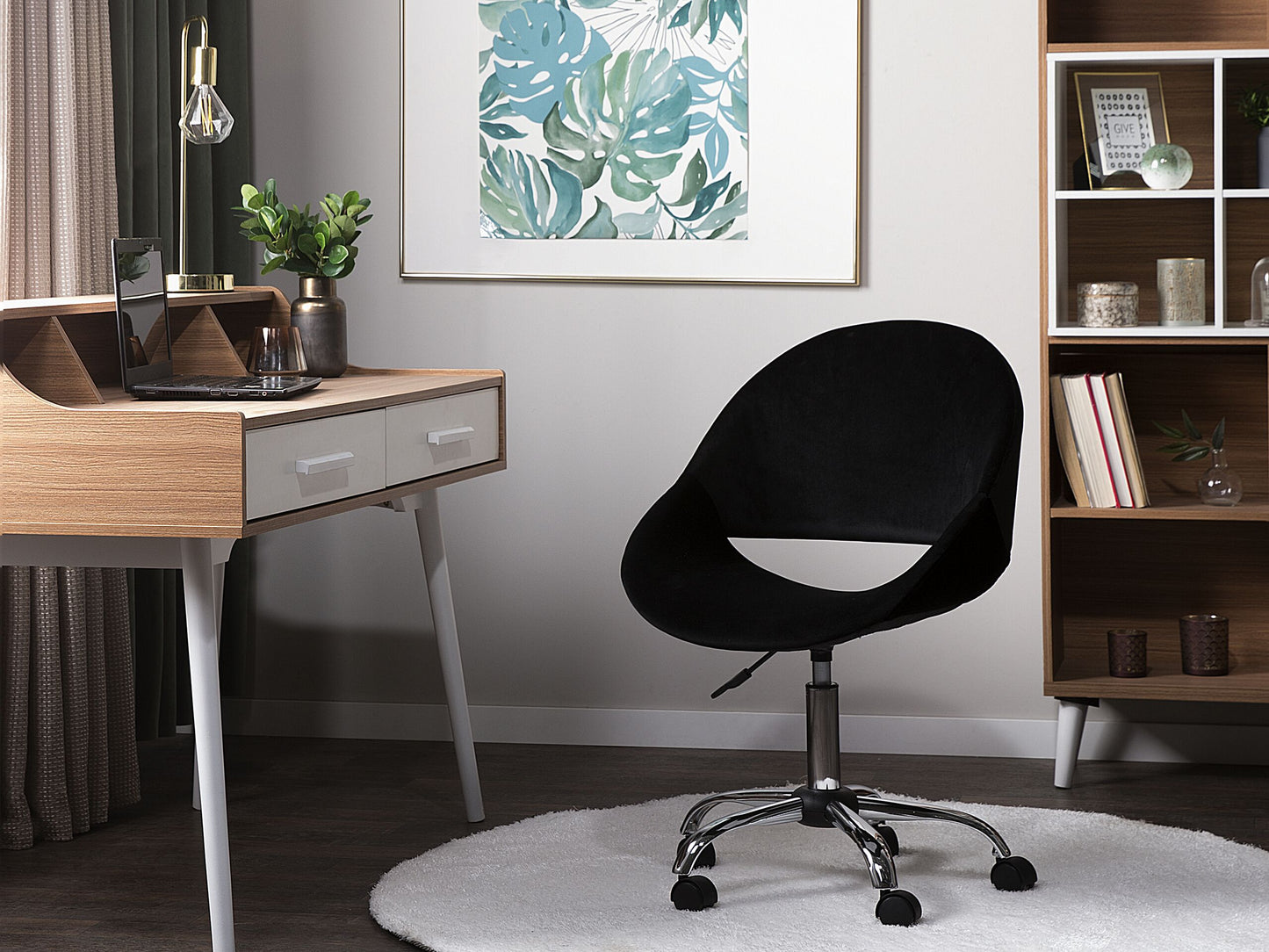 Bürostuhl drehbar SELMA Samtstoff Schwarz