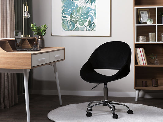 Bürostuhl drehbar SELMA Samtstoff Schwarz