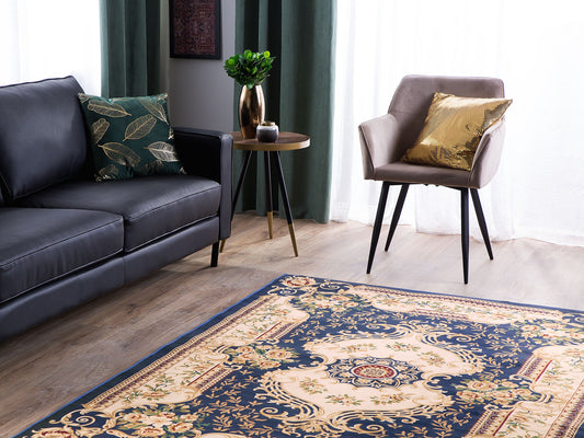 Teppich dunkelblau 140 x 200 cm Kurzflor GAZIANTEP