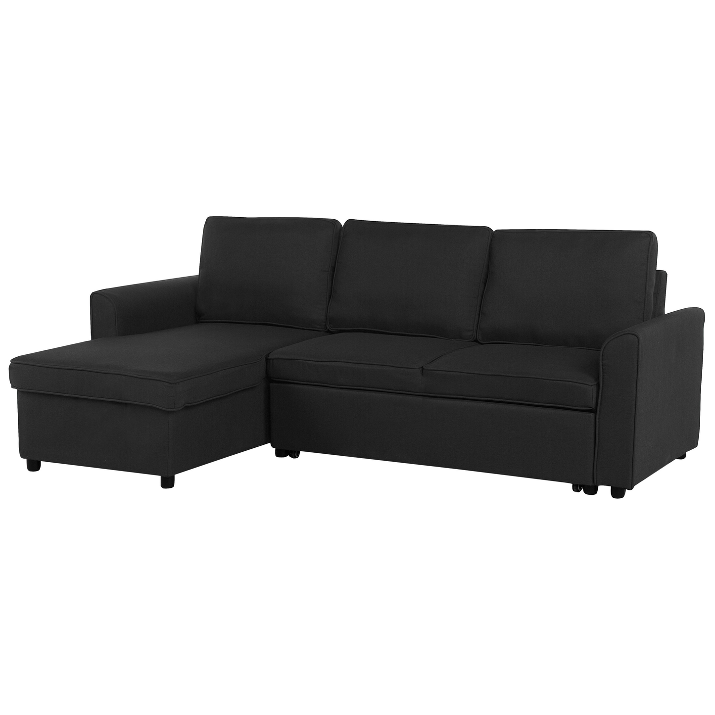 Ecksofa mit Schlaffunktion Polsterbezug schwarz rechtsseitig NESNA