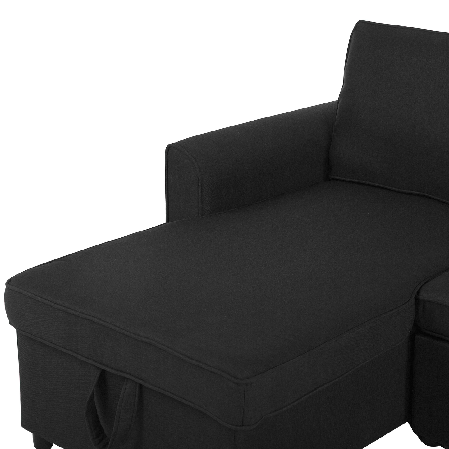 Ecksofa mit Schlaffunktion Polsterbezug schwarz rechtsseitig NESNA