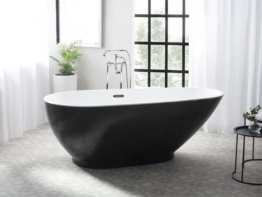 Badewanne freistehend schwarz oval 173 x 82 cm GUIANA