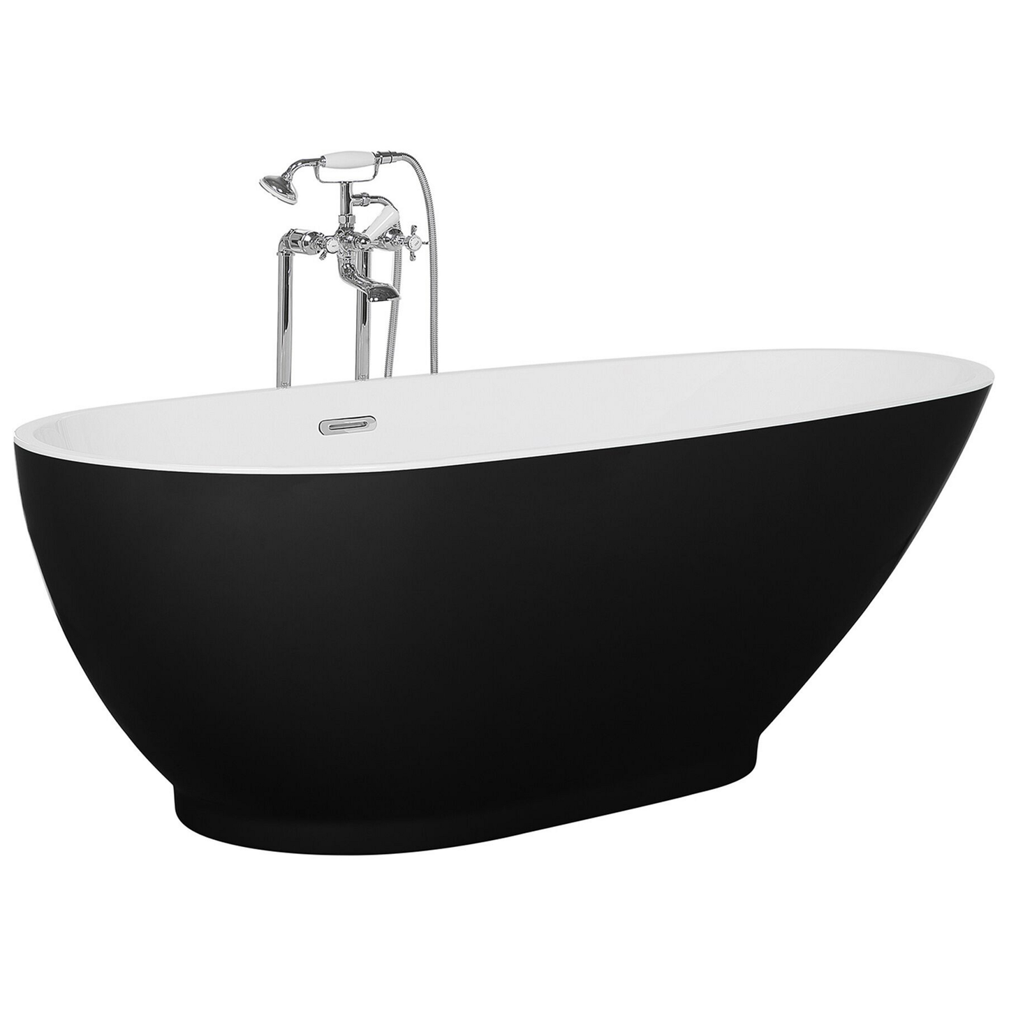 Badewanne freistehend schwarz oval 173 x 82 cm GUIANA