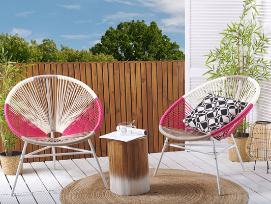 Gartenstuhl 2er Set ACAPULCO Polyrattan Fuchsia