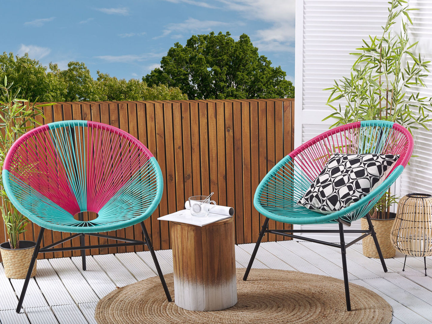 Gartenstuhl 2er Set ACAPULCO Polyrattan Türkis