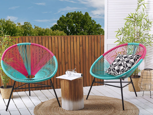 Gartenstuhl 2er Set ACAPULCO Polyrattan Türkis