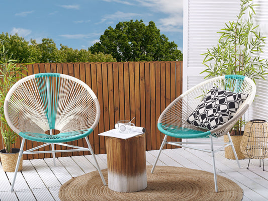 Gartenstuhl 2er Set ACAPULCO Polyrattan Weiss