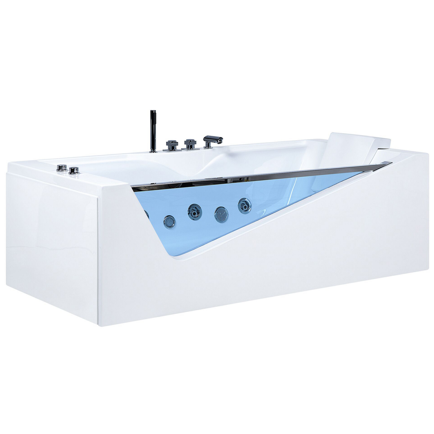 Whirlpool Badewanne weiss rechteckig mit LED 180 x 90 cm MARQUIS