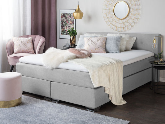 Boxspringbett Stoff CONSUL 180 x 200 cm Hellgrau
