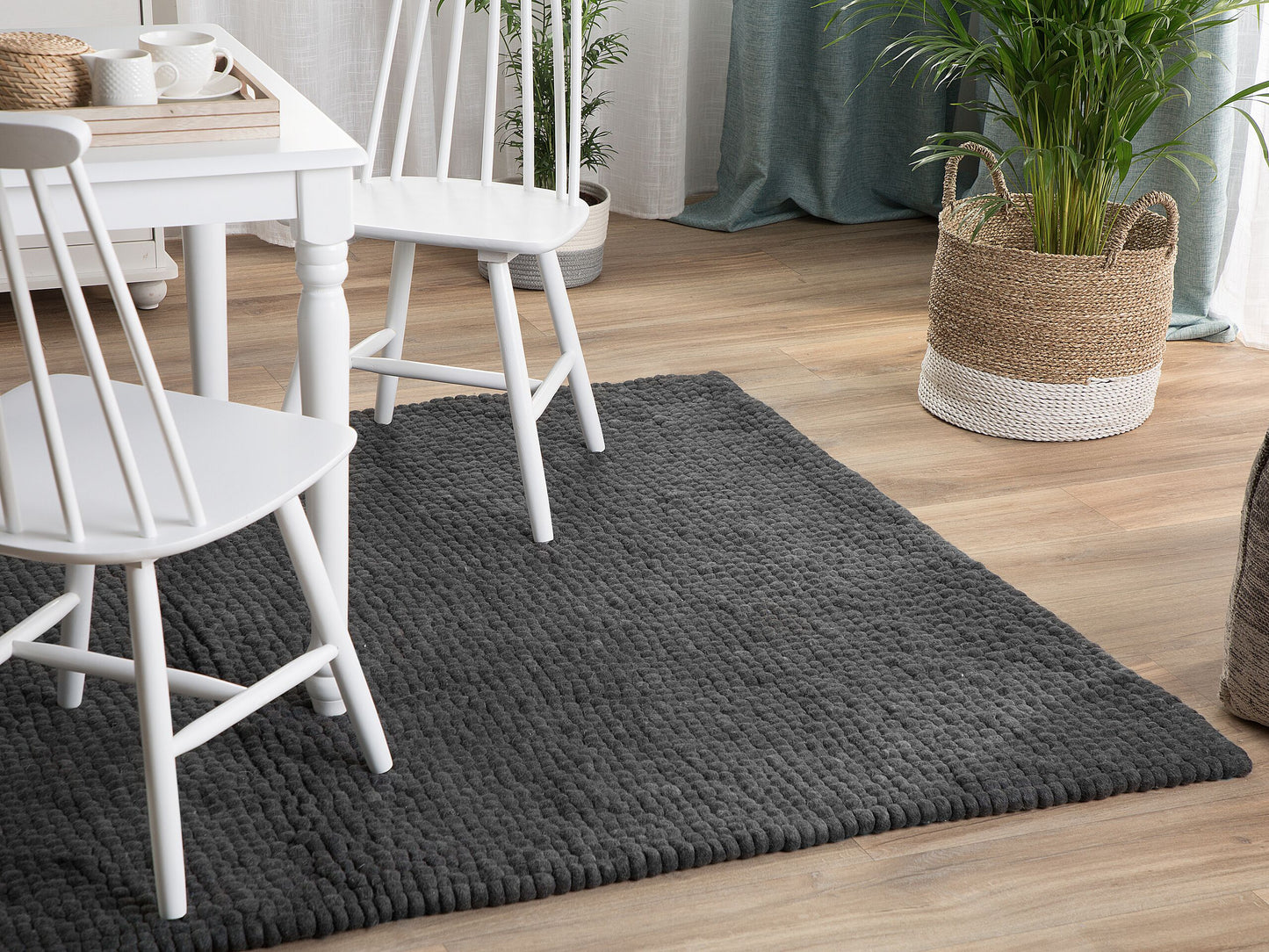 Filzkugelteppich dunkelgrau 160 x 230 cm AMDO