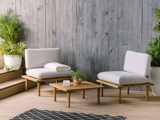 Lounge Set mit Tisch 2-Sitzer FRASCATI modular zertifiziertes Akazienholz Hellgrau