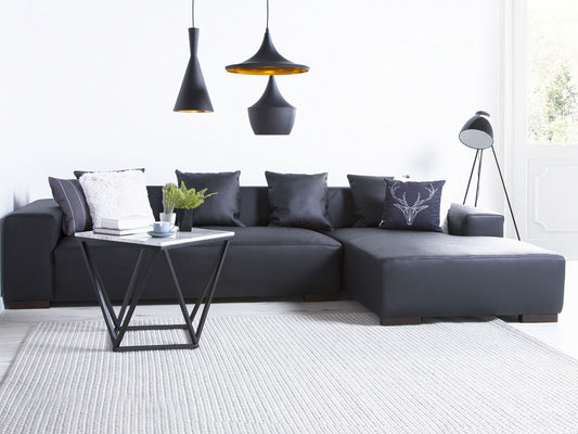 4-Sitzer Sofa Leder schwarz linksseitig LUNGO