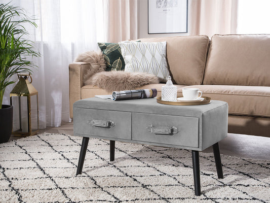 Couchtisch grau Samtstoff rechteckig 40 x 80 cm AMTRAK