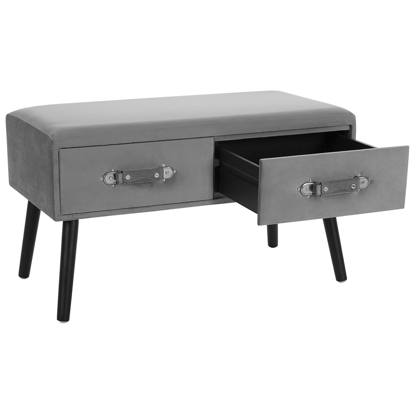 Couchtisch grau Samtstoff rechteckig 40 x 80 cm AMTRAK