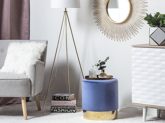 Pouf blau Samtstoff ⌀ 39 cm SOPHIA
