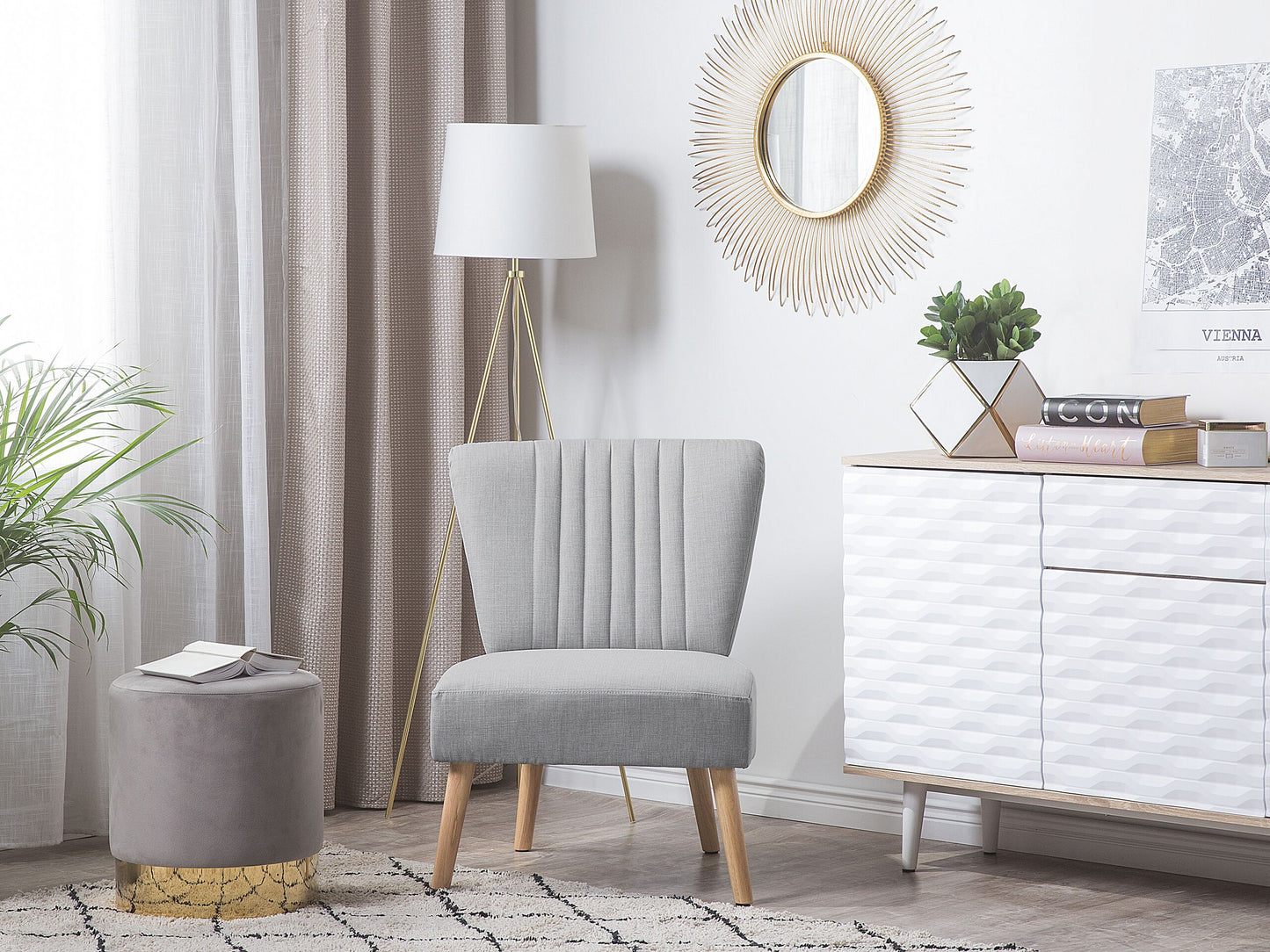 Sessel VAASA Stoff Hellgrau