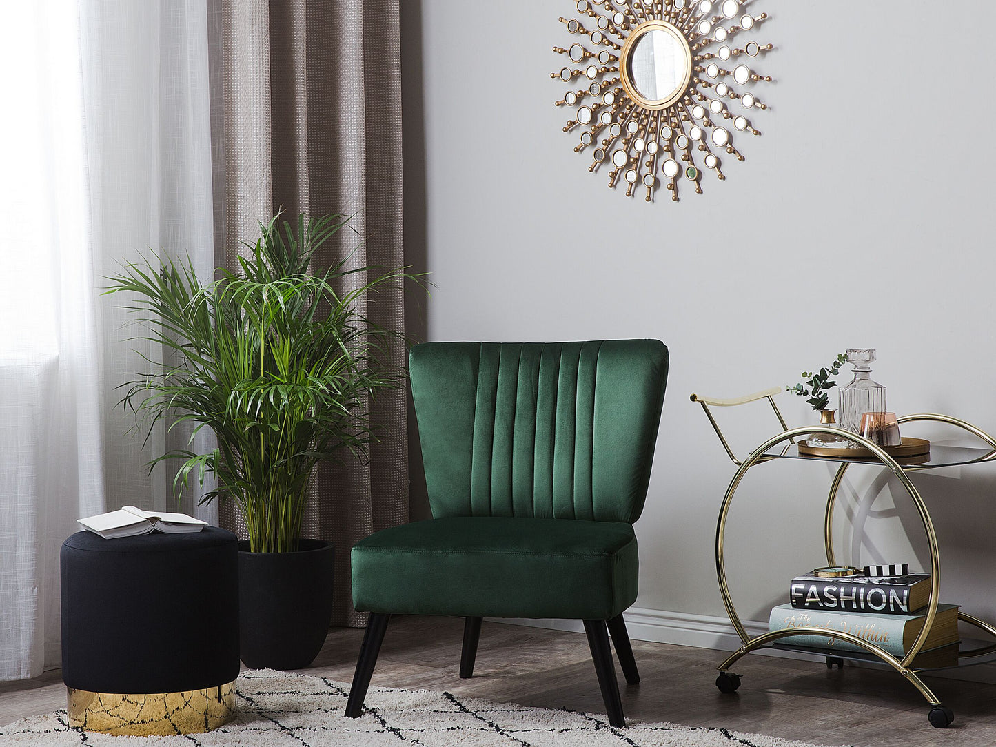 Sessel VAASA Samtstoff Smaragdgrün