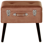Hocker mit Stauraum Kunstleder goldbraun Koffer-Design MALLARD