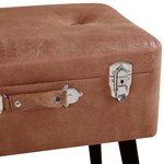 Hocker mit Stauraum Kunstleder goldbraun Koffer-Design MALLARD