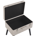 Hocker mit Stauraum Kunstleder beige Koffer-Design MALLARD