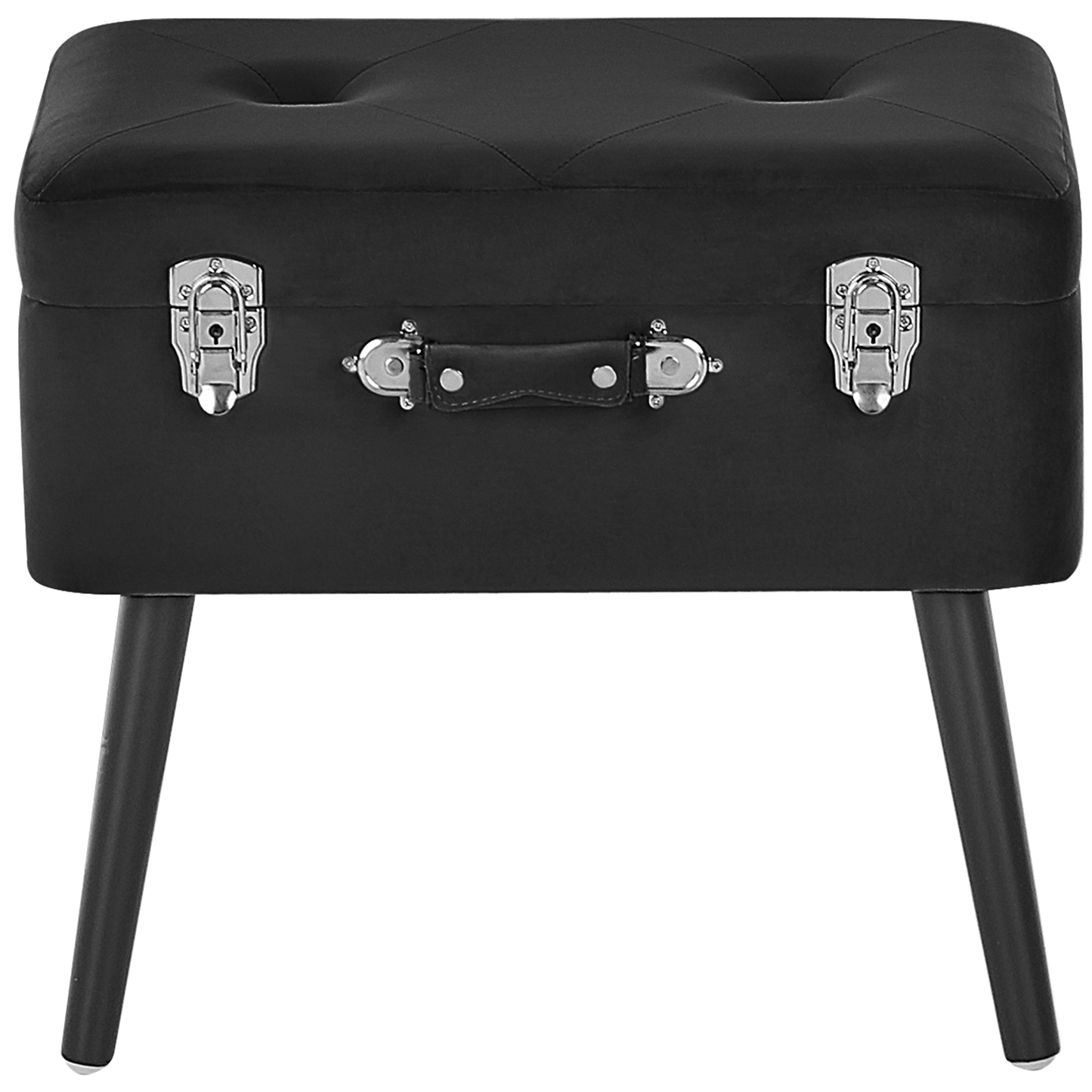 Hocker mit Stauraum Samtstoff schwarz Koffer-Design MALLARD