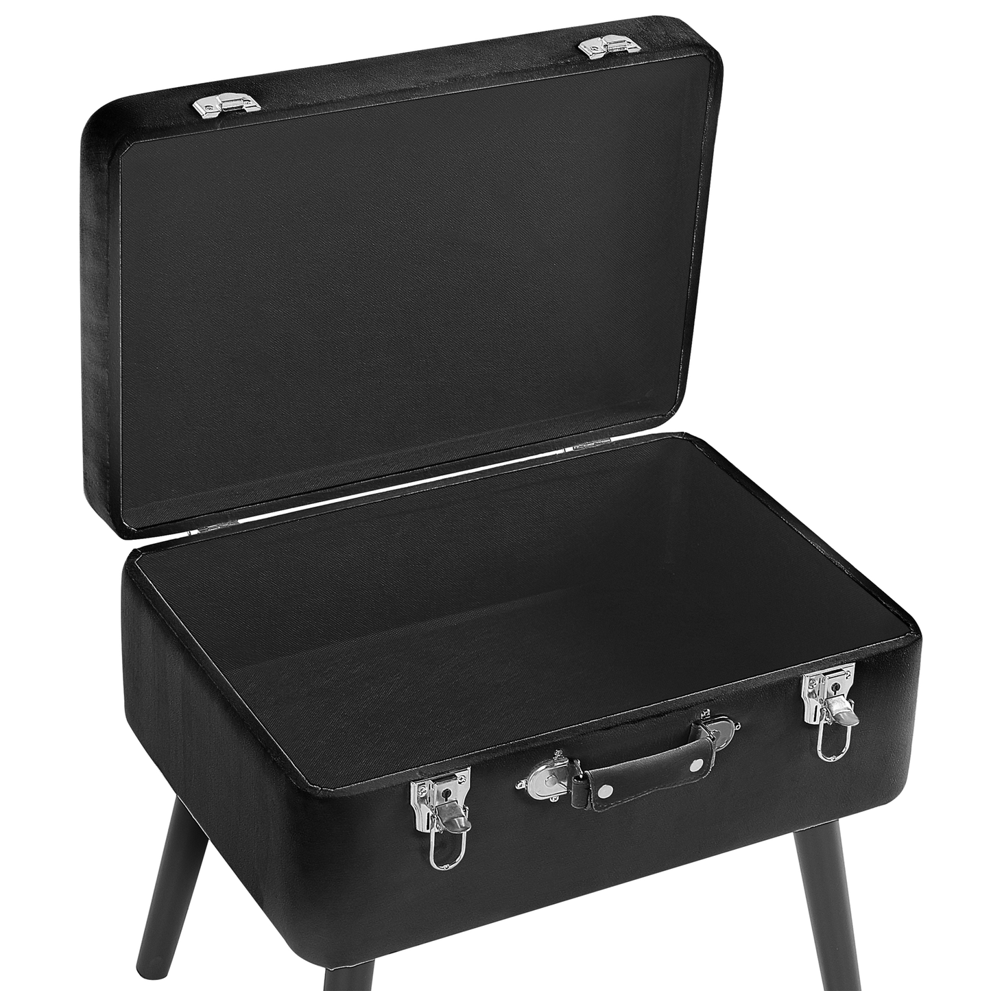 Hocker mit Stauraum Samtstoff schwarz Koffer-Design MALLARD