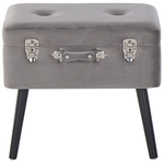 Hocker mit Stauraum Samtstoff hellgrau Koffer-Design MALLARD