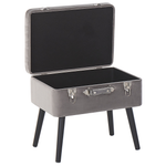Hocker mit Stauraum Samtstoff hellgrau Koffer-Design MALLARD