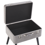 Hocker mit Stauraum Samtstoff hellgrau Koffer-Design MALLARD
