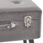 Hocker mit Stauraum Samtstoff hellgrau Koffer-Design MALLARD