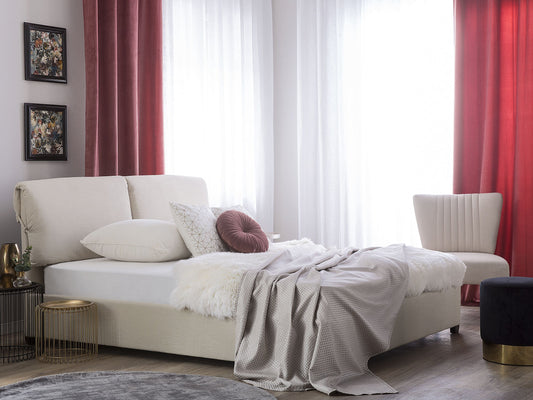 Bett mit Lattenrost Stoff BELFORT 160 x 200 cm Hellbeige